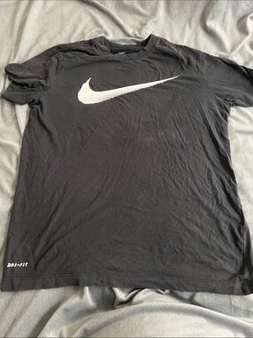 Nike Black T-Shirt with White Swoosh Logo